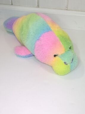 Fiesta Seal Stuffed Animal Rainbow Pastel Neon 12" Fluffy